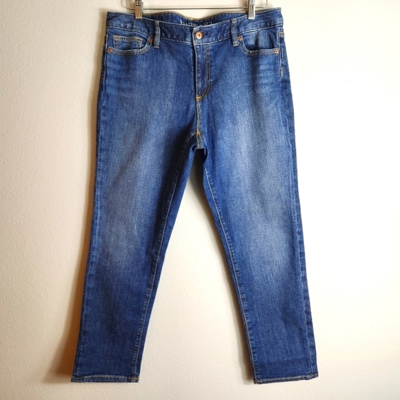 Lands End Womens Midrise Slim Ankle Crop Jeans-Size 14 - Picture 1 of 10